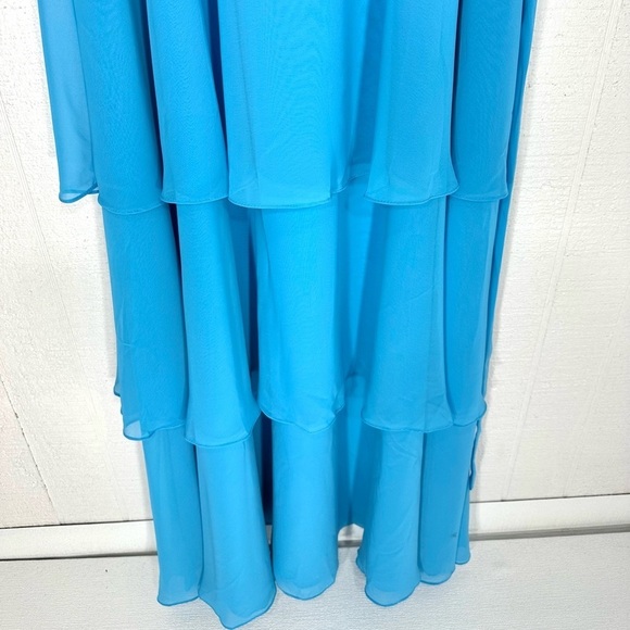 NWT Mori Lee chiffon ruffle formal maxi dress in periwinkle size 10, Never Worn - Picture 3 of 12